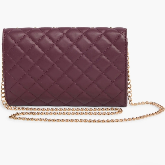 NWT Badgley Mischka Diamond Quilt Convertible Crossbody Bag Plum - Picture 3 of 9